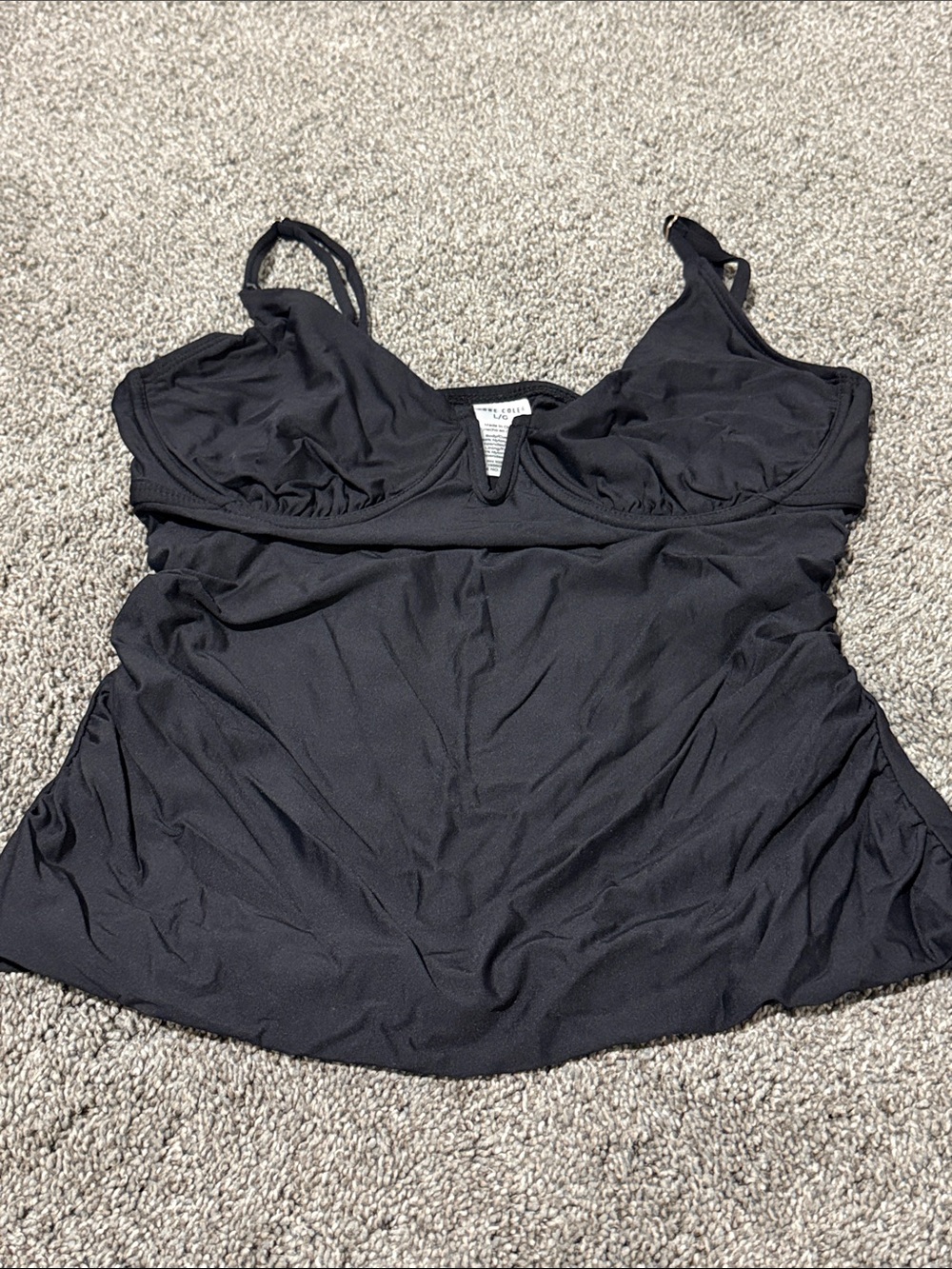 Anne Cole Women’s Black Tankini Top with Adjustable Straps with underwire